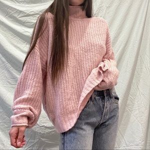 American Eagle Pink Mock Neck Sweater